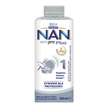 Nestle Nan Optipro Plus 1, 5 HMO, mleko początkowe w płynie dla niemowląt od urodzenia, 200 ml