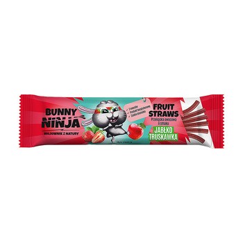 Bunny Ninja, Fruit Straws, przekąska owocowa, pałeczki o smaku jabłko-truskawka, 16 g