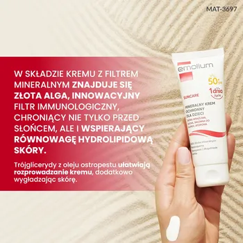 Emolium Suncare, mineralny krem ochronny, SPF 50+, 50 ml