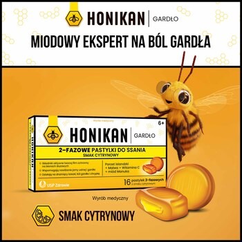 Honikan Gardło 2-fazowe pastylki do ssania, 16 szt