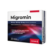 Migromin, 250 mg + 250 mg + 65 mg, tabletki powlekane, 20 szt.