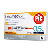 Insumed, strzykawki insulinowe 30Gx8mm 0,5 ml, 30 szt.