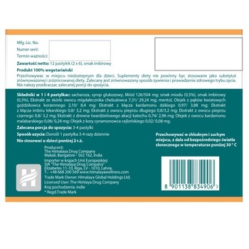 Himalaya Koflet-H, pastylki do ssania, imbirowe, 12 szt.