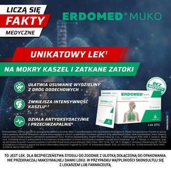 Erdomed Muko, 225 mg, proszek do sporządzania zawiesiny doustnej, 20 saszetek
