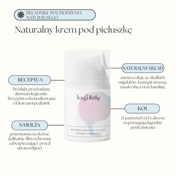 Hagi Baby, naturalny krem pod pieluszkę z olejem konopnym, 50 ml