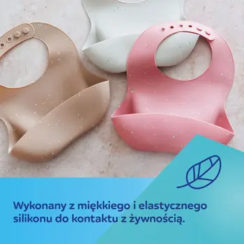 Canpol Babies, śliniak silikonowy z kieszonką Dots, różowy, 1 szt.