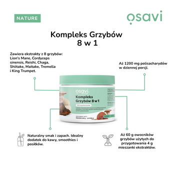Osavi Kompleks Grzybów 8 w 1, proszek, 200 g
