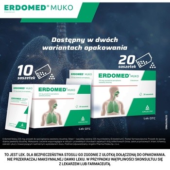 Erdomed Muko, 225 mg, proszek do sporządzania zawiesiny doustnej, 10 saszetek