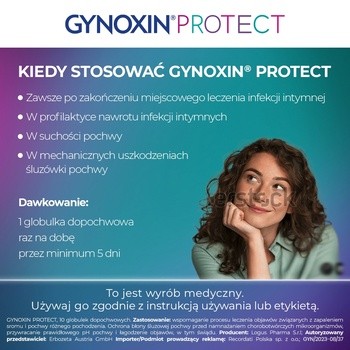 Gynoxin Protect, globulki dopochwowe, 10 szt.