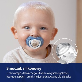 Canpol Lovi, Smoczek silikonowy, dynamiczny Night&Day Boy, 6-12 m, 2 szt.