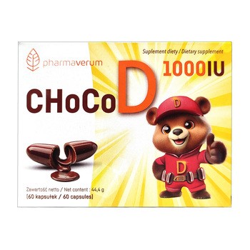 CHoCoD 1000 IU, kapsułki miękkie do żucia, smak czekoladowy, 60 szt.