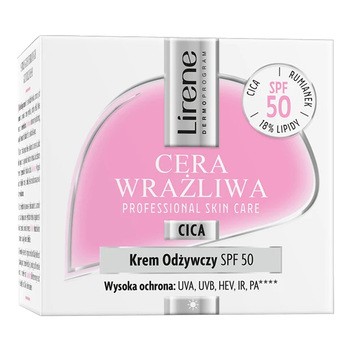 Lirene Dermoprogram Cera Wrażliwa, krem odżywczy z SPF 50, na dzień, 50 ml