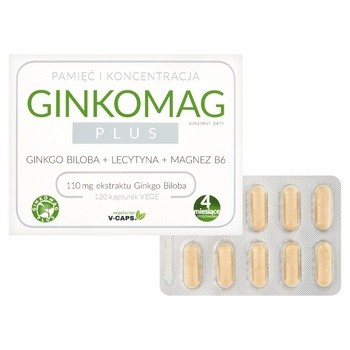 Ginkomag Plus, kapsułki wegańskie, 120 szt.