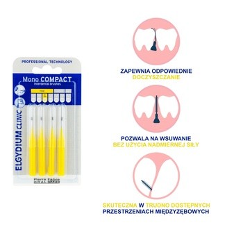 Elgydium Clinic Mono Compact 2, szczoteczka międzyzębowa, 4 szt.