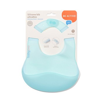 Babyono, silikonowy śliniak ultracienki, niebieski, 1 szt.
