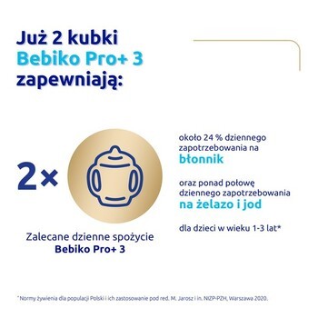 Zestaw 2x Bebiko PRO+ 3, odżywcza formuła na bazie mleka dla dzieci powyżej 1. roku życia, 700 g