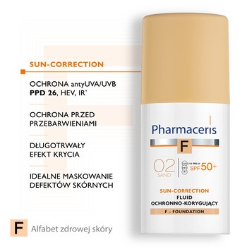 Pharmaceris F, fluid ochronno-korygujący, Sand 02, SPF 50+, 30 ml