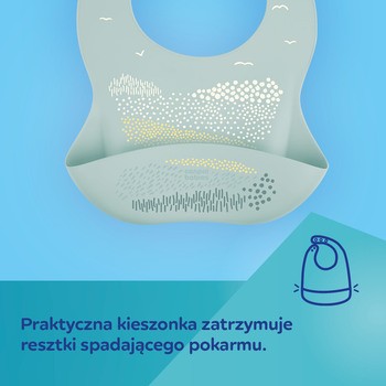 Canpol Babies, śliniak silikonowy z kieszonką, kremowy, 1 szt.