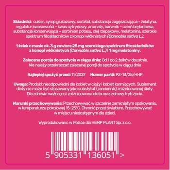 Cannova Żelki konopne z melatoniną, 3 szt.