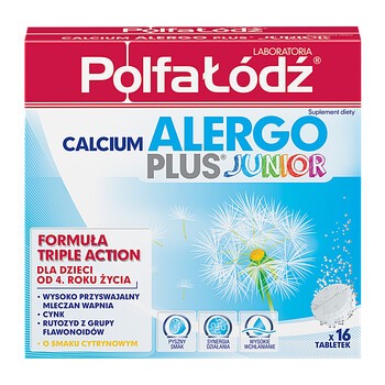 Laboratoria PolfaŁódź Calcium Alergo Plus Junior, tabletki musujące, 16 szt.