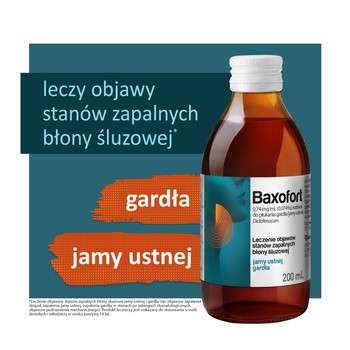 Baxofort, 0,74 mg/ml, roztwór do płukania jamy ustnej/gardła, 200 ml