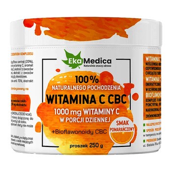 EkaMedica, Witamina C CBC, smak pomarańczowy, proszek, 250 g