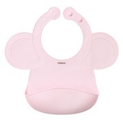 BabyOno, silikonowy śliniak z regulowanym zapięciem, różowy, 1 szt.