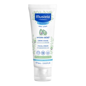Mustela Hydra Bebe, krem do twarzy z organicznym awokado, 40 ml