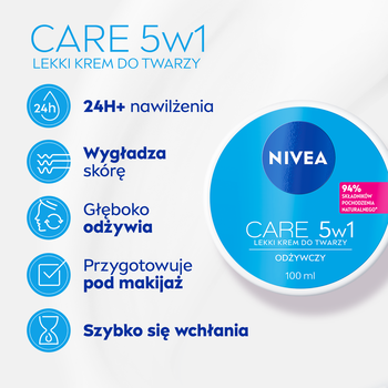 Nivea Care, lekki krem odżywczy do twarzy 5w1, 100 ml