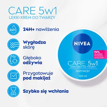 Nivea Care, lekki krem odżywczy do twarzy 5w1, 100 ml
