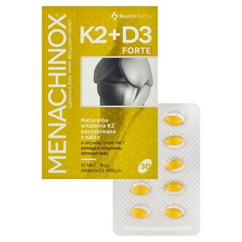Menachinox K2 + D3 4000 Forte, kapsułki miękkie, 30 szt.