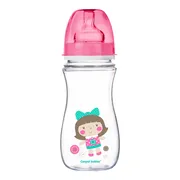 Canpol Easy Start Toys, butelka szerokootworowa, antykolkowa, różowa, 300 ml