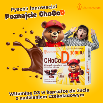 CHoCoD 1000 IU, kapsułki miękkie do żucia, smak czekoladowy, 30 szt.