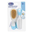 Chicco zestaw szczotka z naturalnego włosia + grzebyk, niebieski, 0 m+, 1 szt.