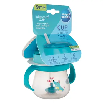 Canpol Babies, kubek ze składaną, silikonową rurką, 9 m+, 250 ml