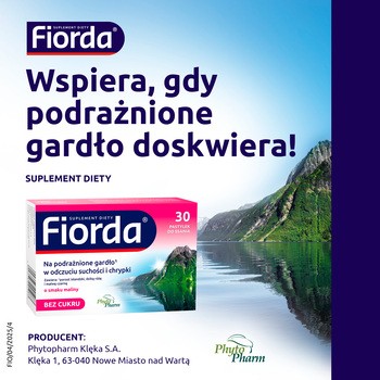 Fiorda, pastylki do ssania, smak malinowy, 30 szt.
