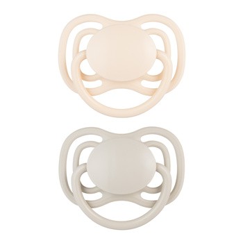 Canpol Babies, smoczek silikonowy DentalAir 0-6 m symetryczny, beż, 2 szt.