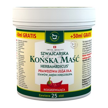Maść końska rozgrzewająca, szwajcarska, Herbamedicus, 250 ml + 50 ml