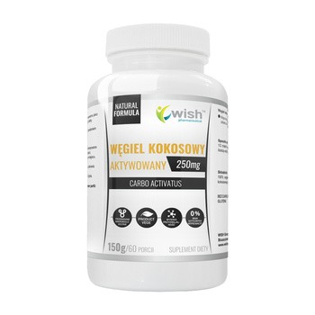 Wish Węgiel kokosowy aktywowany, 250 mg, proszek, 150 g