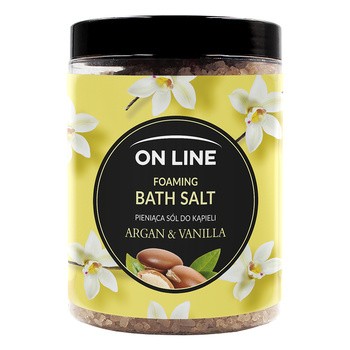 On Line, pieniąca sól do kąpieli Argan & Vanilla, 1,2 kg
