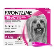 Frontline Tri-Act Spot-on XS Pies 2-5 kg, potrójna ochrona przed pasożytami, krople w pipetach, 0,5 ml x 3 szt.