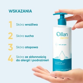 Oillan Derm+, szampon nawilżający, 180 ml