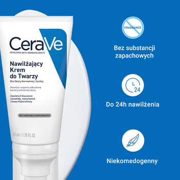 CeraVe, nawilżający krem do twarzy z ceramidami, 52 ml