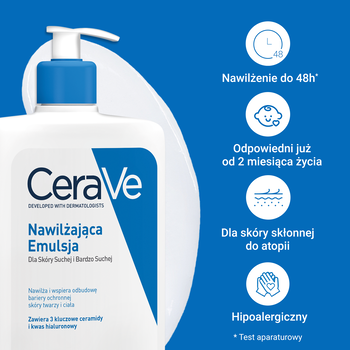 CeraVe, nawilżająca emulsja dla skóry suchej i bardzo suchej, 1 l