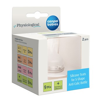 Canpol Babies, smoczek silikonowy do butelki S-Shape XL (szybki/kaszka), 9 m+, 2 szt.
