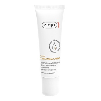 Ziaja Med, Kuracja z witaminą C + HA/P, esencja rewitalizująca, skoncentrowane działanie na dzień/ na noc, 30 ml