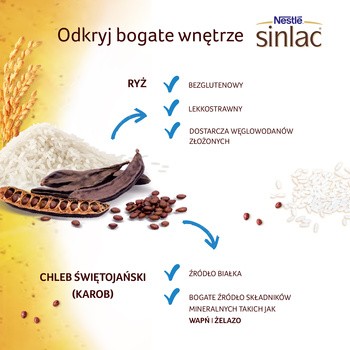 Nestle Sinlac, bezglutenowy produkt zbożowy, bez dodatku cukru, dla niemowląt po 4 miesiącu, 300 g