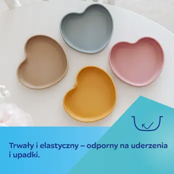 Canpol Babies, silikonowy talerz z przyssawką, Serce, 6 m+,  różowy, 1 szt.