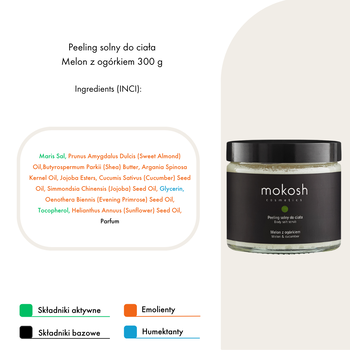 Mokosh, peeling solny do ciała Melon z ogórkiem, 300g