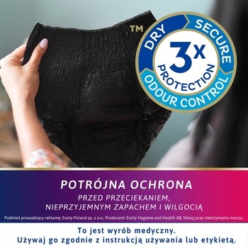 Majtki chłonne TENA Lady Pants Plus Noir, rozmiar M, 30 szt.